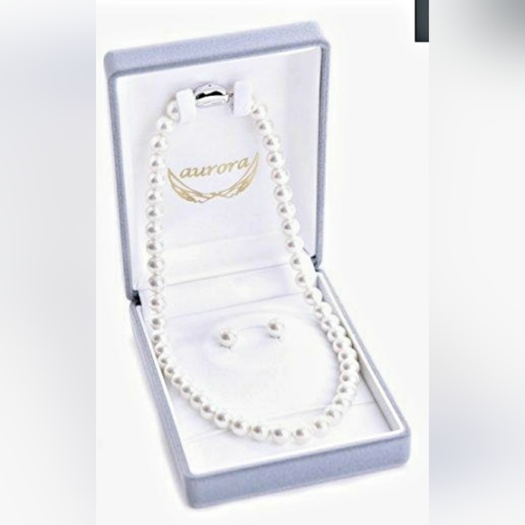 Hanadama Luxury Aurora Honkai Faux Pearl 8mm Necklace and Earrings Set - Picture 11 of 11